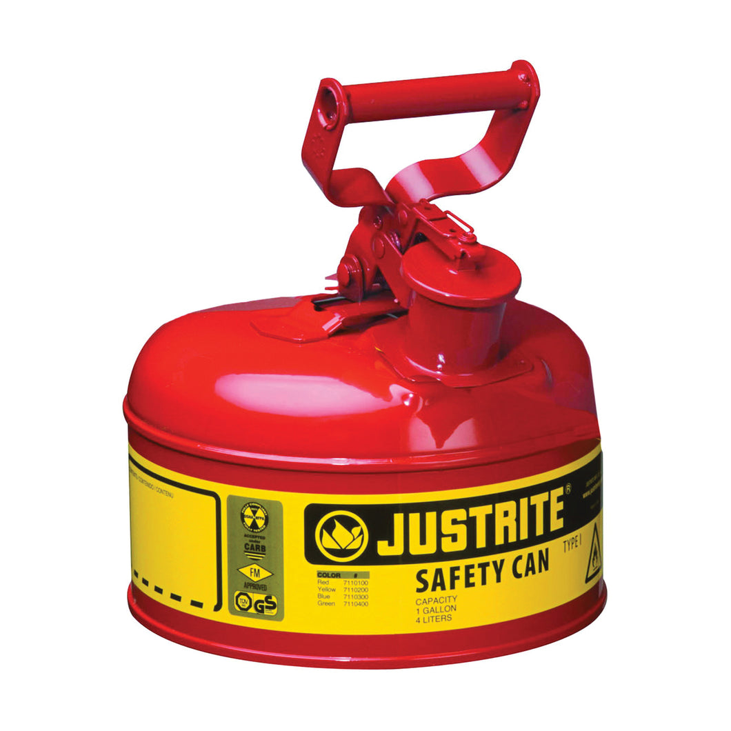 JUSTRITE 7110100 Safety Can, 1 gal Capacity, Steel, Red