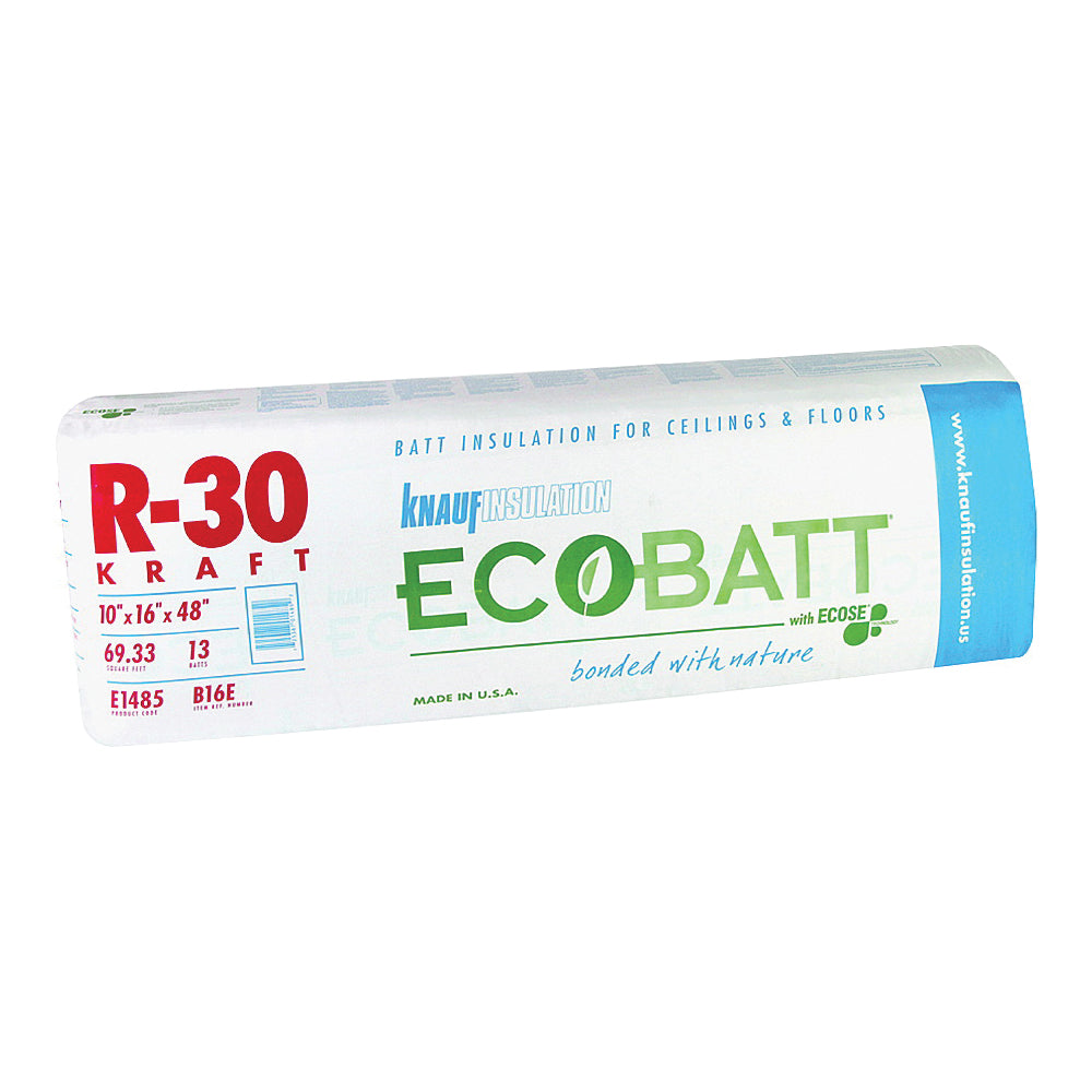 Knauf Insulation B16E Fiberglass Insulation, 48 in L, 16 in W, R-30 R-Value, Natural Brown