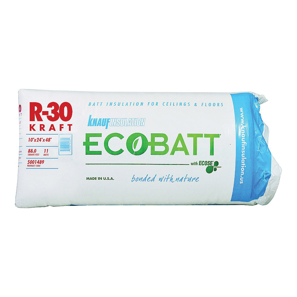 Knauf Insulation B17E Fiberglass Insulation, 48 in L, 24 in W, R-30 R-Value, Natural Brown