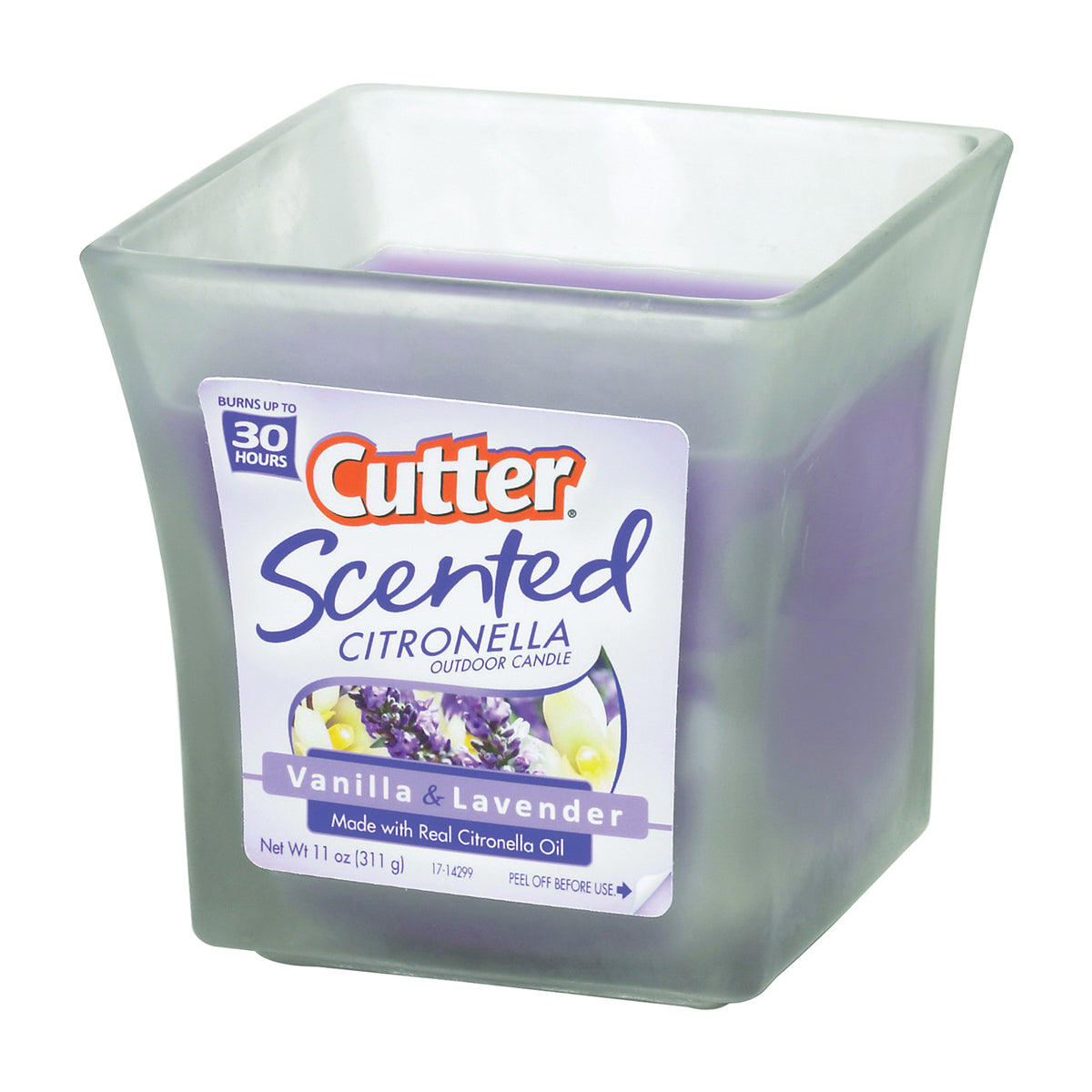 Cutter HG-96154 Citronella Candle, Purple, Citronella, Lavender, Vanilla, 11 oz