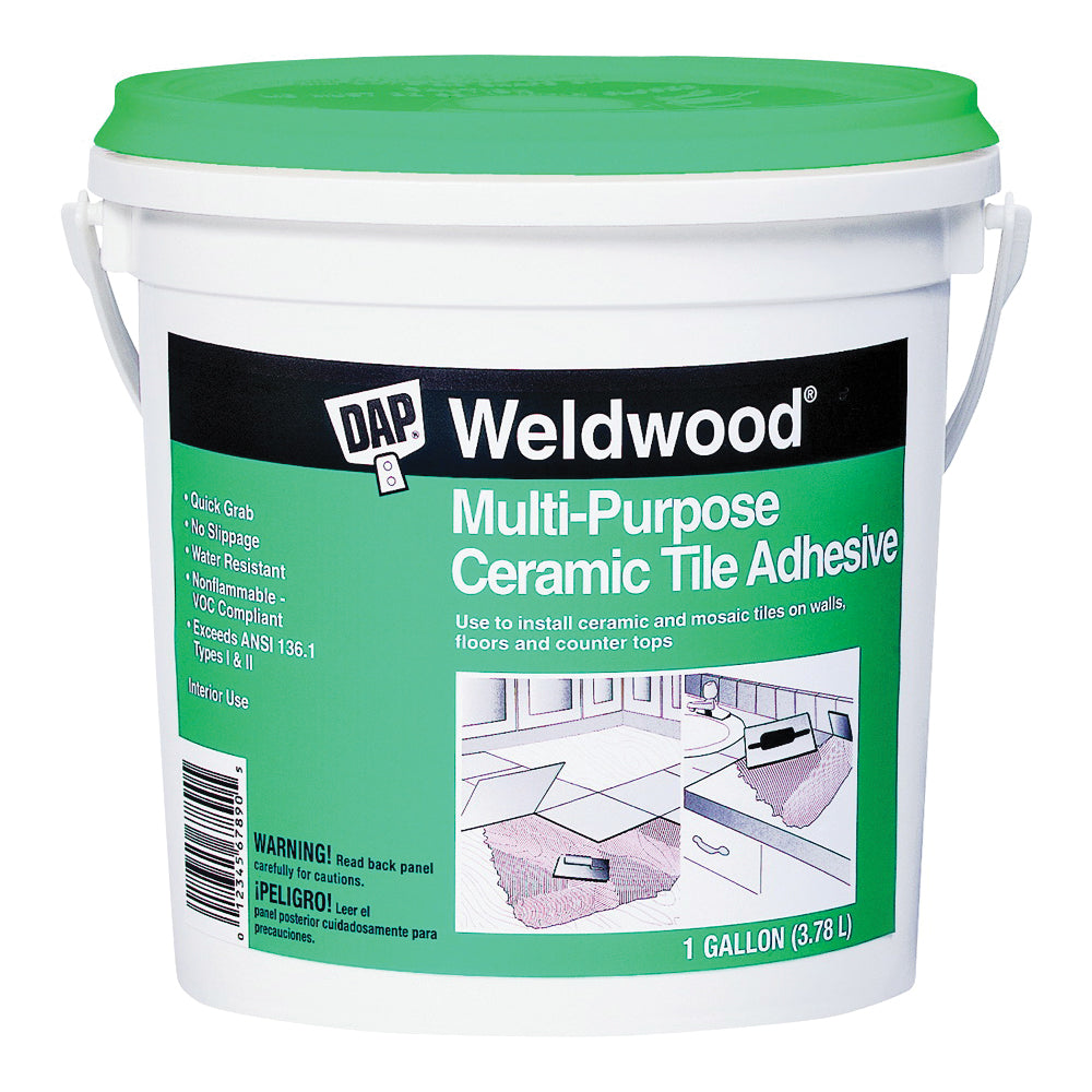 DAP 25192 Ceramic Adhesive, White, 1 gal Tub