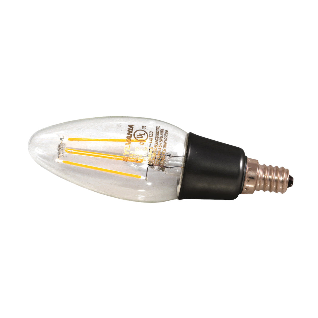 Sylvania 79520 LED Bulb, Decorative, B10 Lamp, 40 W Equivalent, E12 Lamp Base, Dimmable, Soft White Light