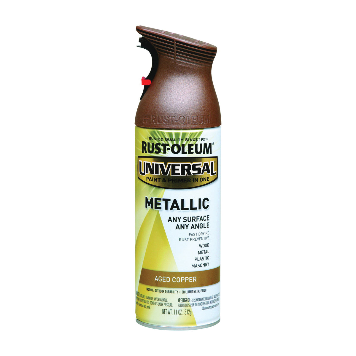 RUST-OLEUM UNIVERSAL 249132 Metallic Spray Paint, Metallic, Aged Copper, 11 oz, Aerosol Can