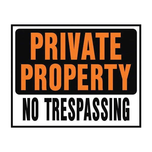 HY-KO Hy-Glo Series SP-106 Identification Sign, Rectangular, PRIVATE PROPERTY NO TRESPASSING, Fluorescent Orange Legend