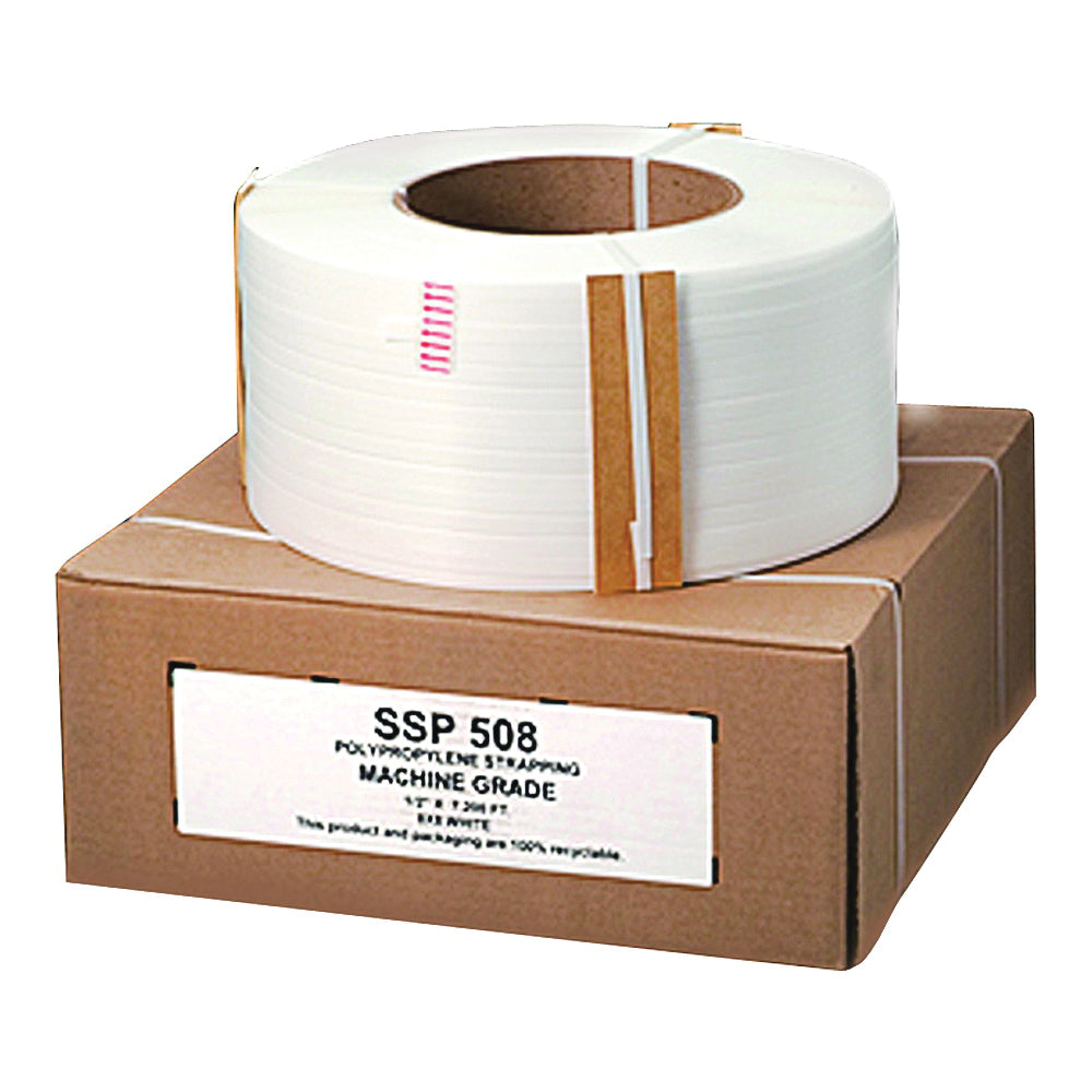 Nifty Wrapper SSP508HD Strapping Coil, 7200 ft L, 1/2 in W, 0.025 Thick Material, Polypropylene, White