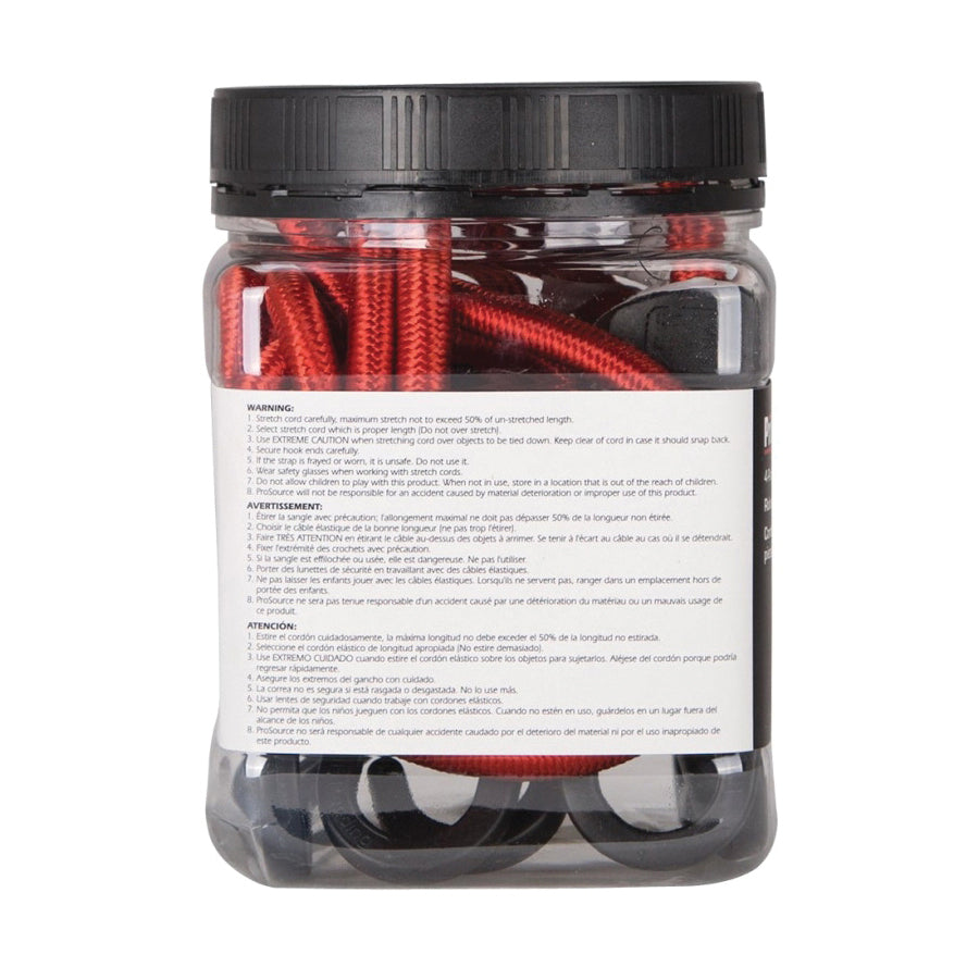 ProSource Stretch Cord, 9 mm Dia, 24 in L, Polypropylene, Red, Hook End