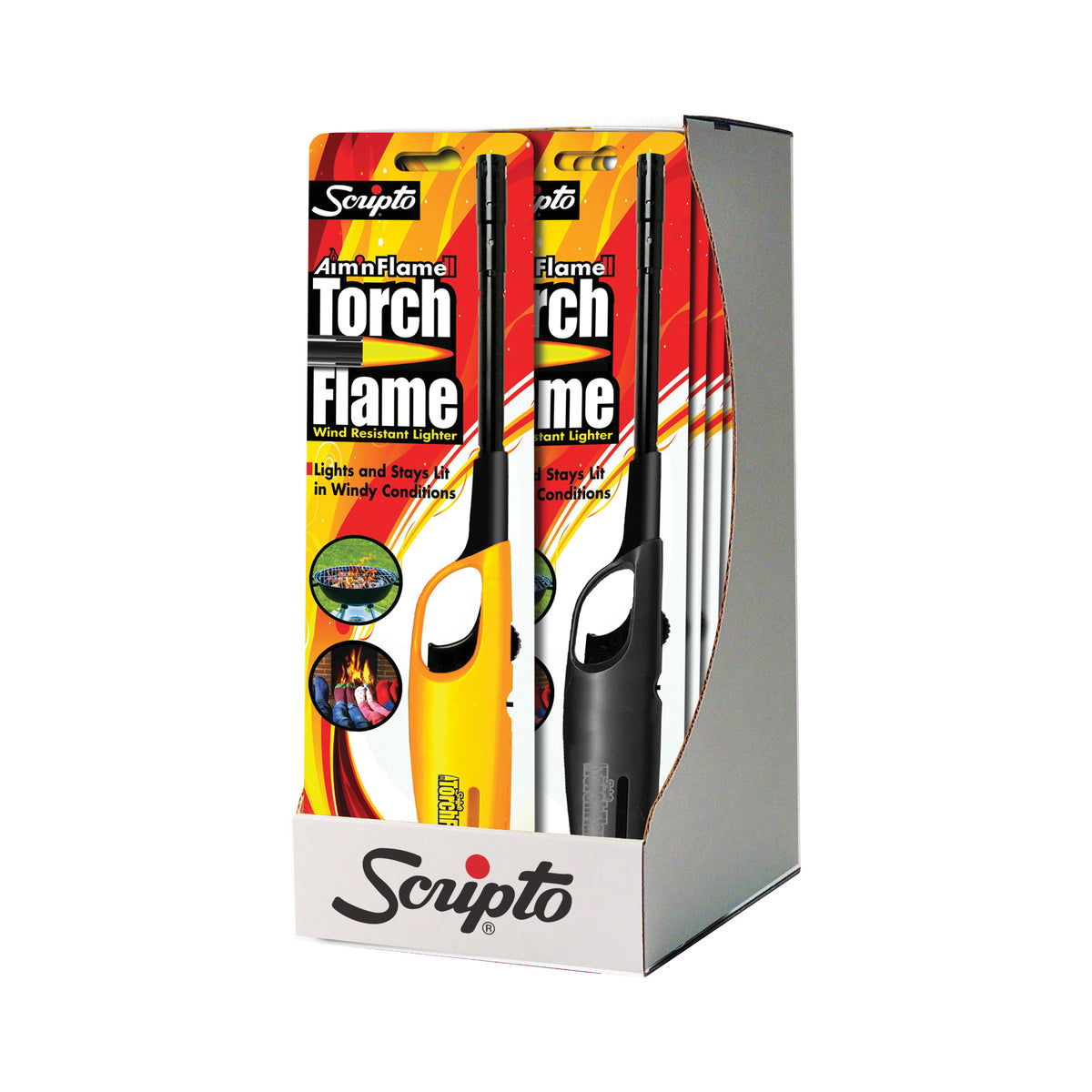 Scripto HW12 Utility Lighter, Butane, Black/Yellow