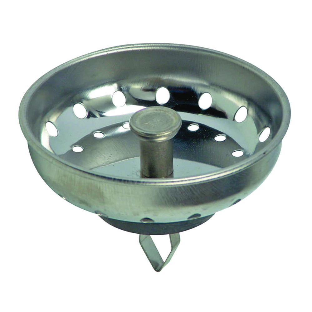 Danco 81079 Basket Strainer with Arrow Clip, 3-1/4 in Dia, Stainless Steel, Chrome, For: 3-1/4 in Drain Opening Sink