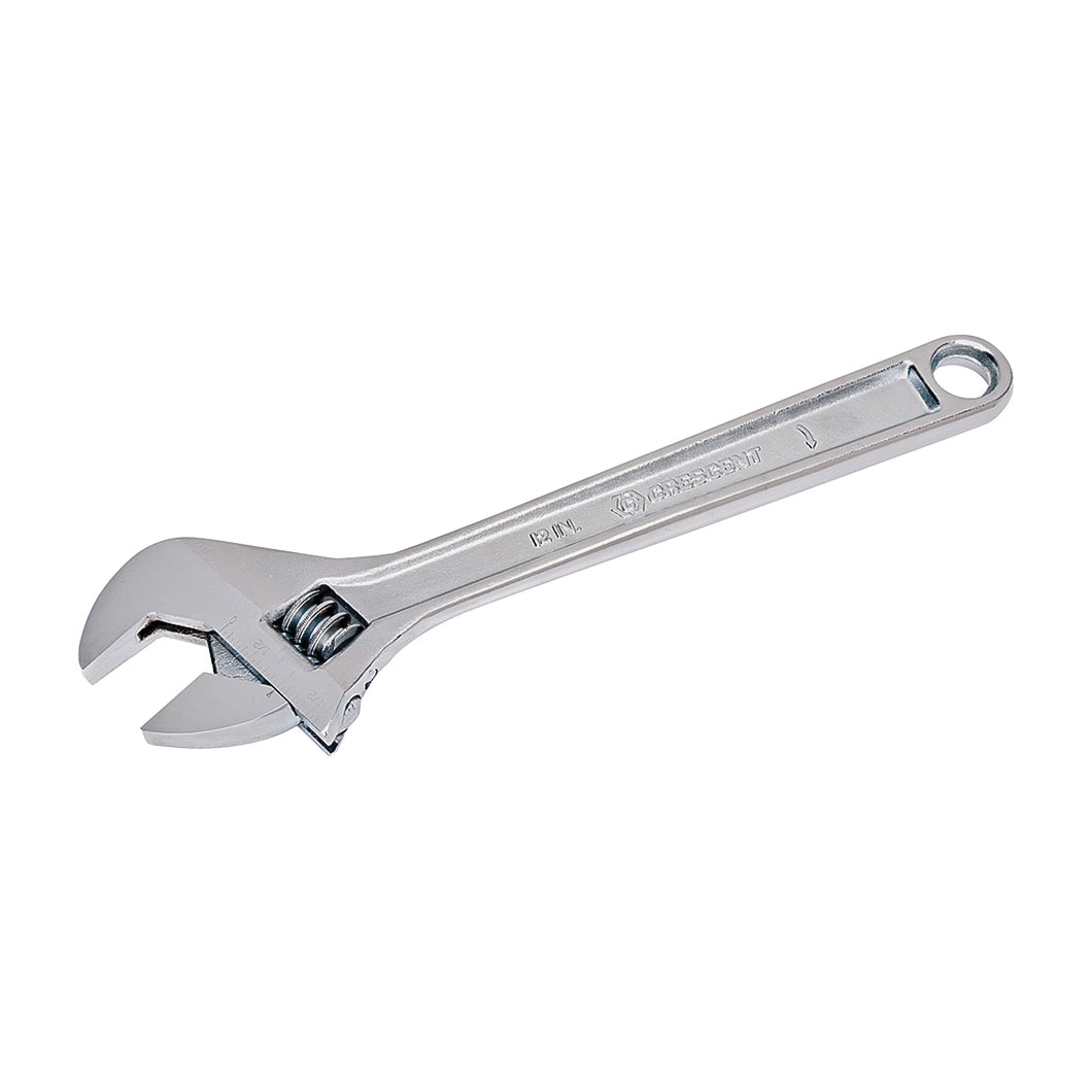 Crescent AC212VS Adjustable Wrench, 12 in OAL, 1-1/2 in Jaw, Steel, Chrome, Non-Cushion Grip Handle