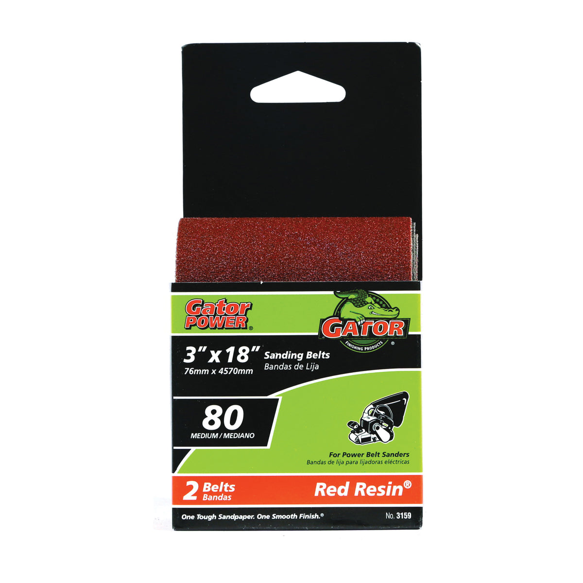 Gator 3159 Sanding Belt, 3 in W, 18 in L, 80 Grit, Medium, Aluminum Oxide Abrasive
