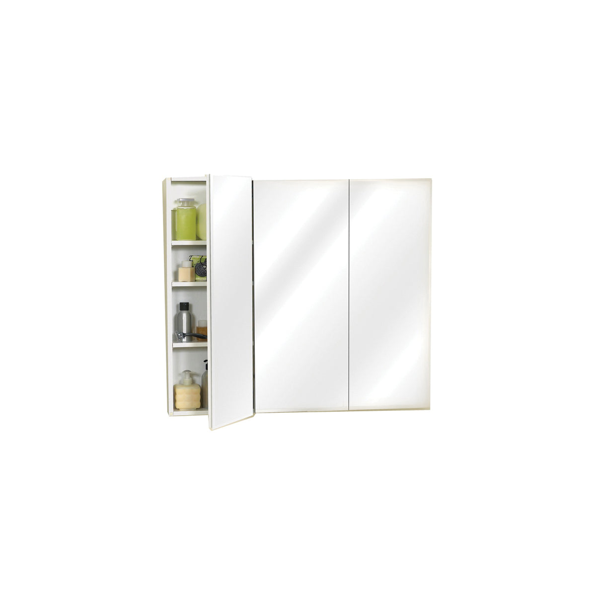 Zenith M36 Medicine Cabinet, 35-7/8 in OAW, 4-1/2 in OAD, 29-7/8 in OAH, Wood, Clear, 3-Shelf, 3-Door