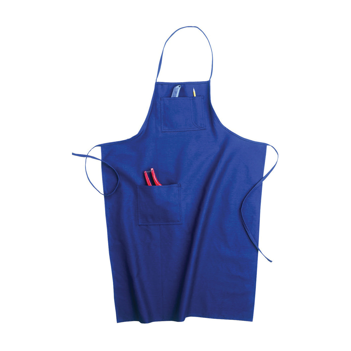 CLC Tool Works Series BS60 Loop Neck Bib Apron, 29 to 46 in Waist, Cotton, Blue, 3-Pocket
