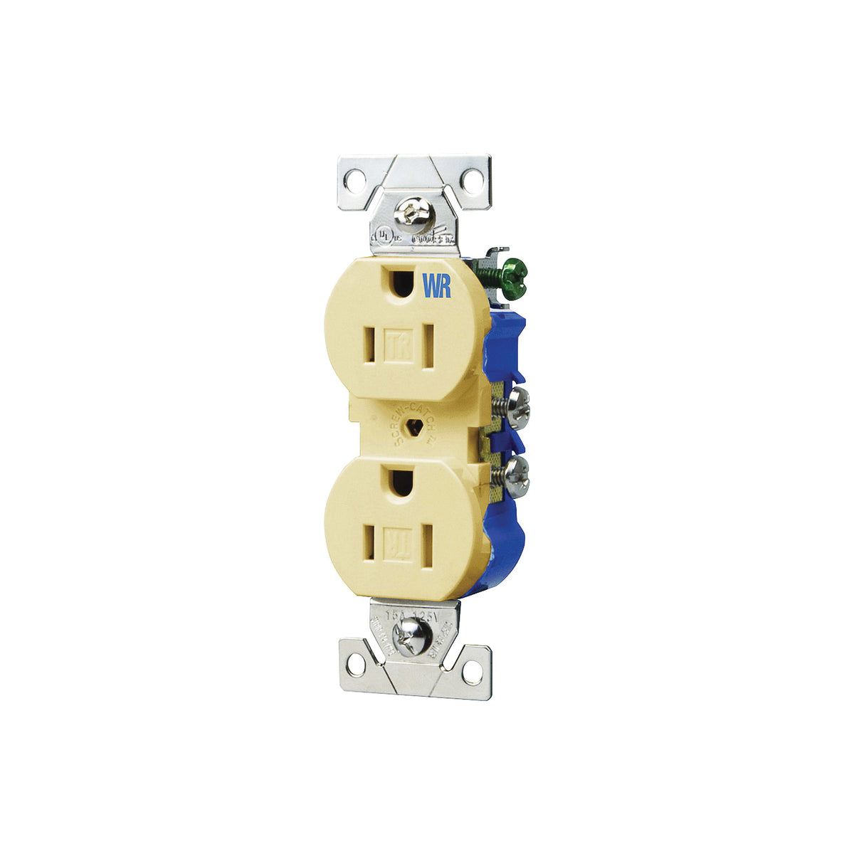 Eaton Wiring Devices TWR270V Duplex Receptacle, 2 -Pole, 15 A, 125 V, Push-in, Side Wiring, NEMA: 5-15R, Ivory
