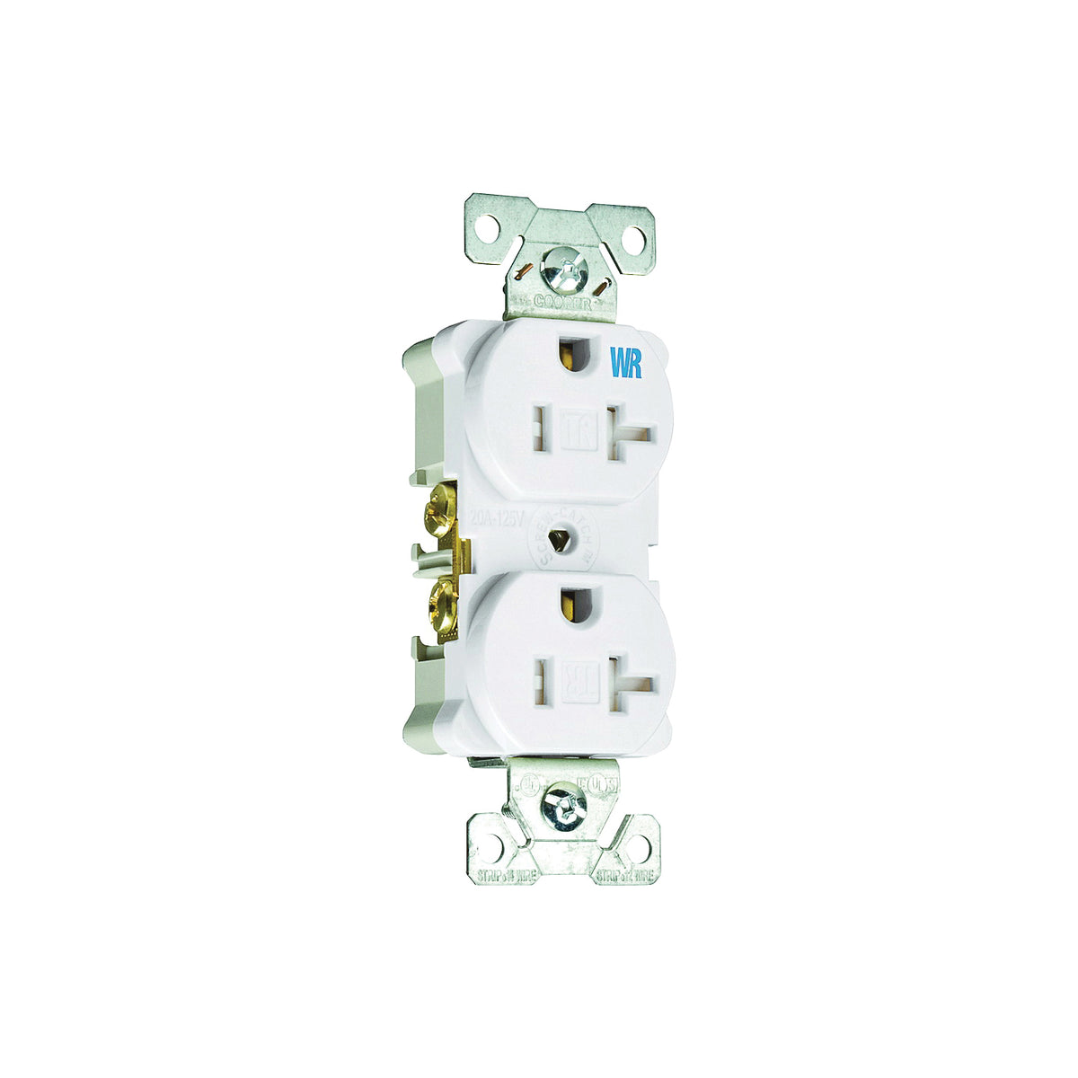Eaton Wiring Devices TWRBR20W-BXSP Duplex Receptacle, 2 -Pole, 20 A, 125 V, Back, Side Wiring, NEMA: 5-20R, White