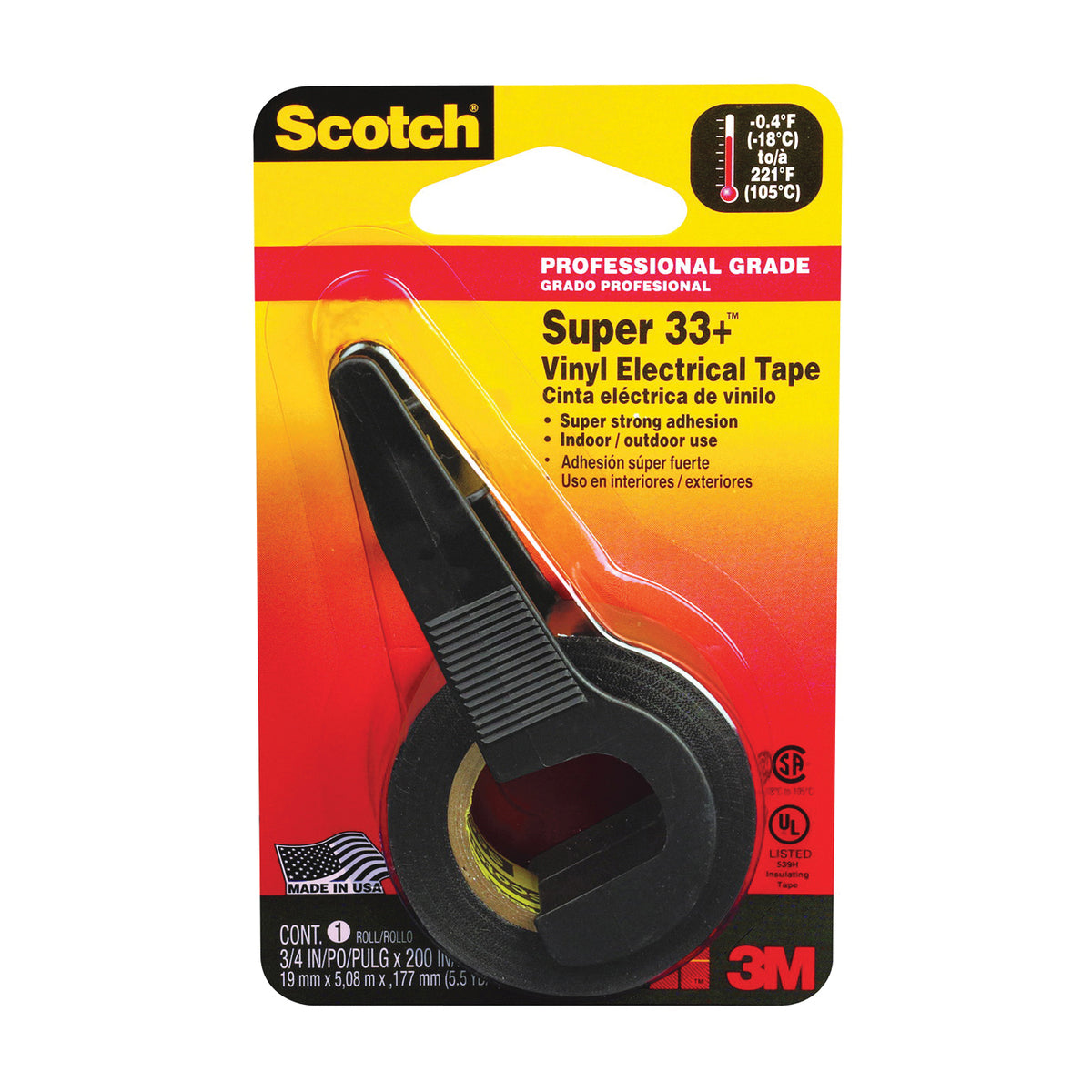 Scotch 195 Electrical Tape, 200 in L, 3/4 in W, PVC Backing, Black