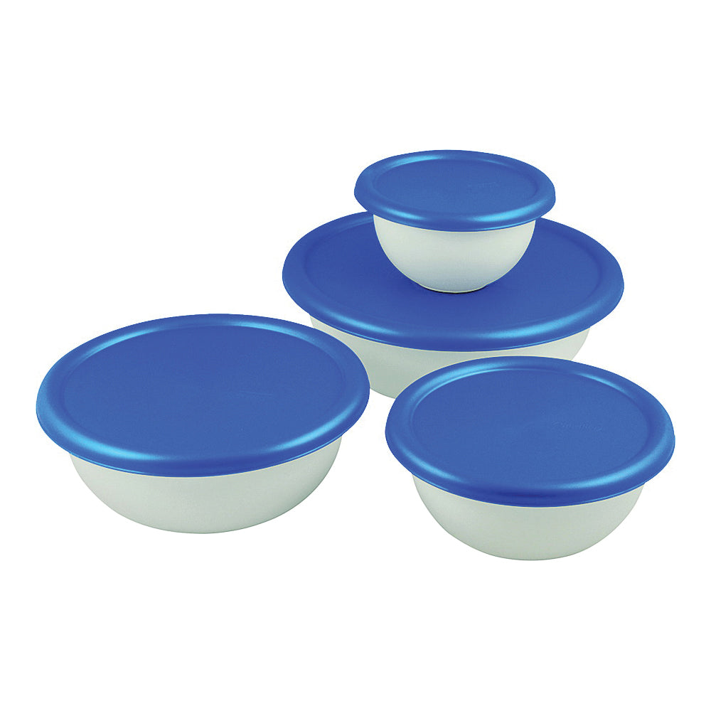 Sterilite 07479406 Bowl Set, 1.5, 2.5, 4, 5.6 qt Capacity, Plastic, White, 12-3/4 in Dia, 5-1/2 in H