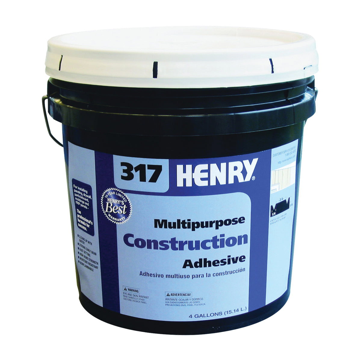 HENRY 12039 Construction Adhesive, Off-White, 4 gal Pail