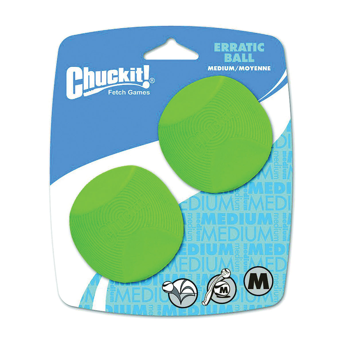 Chuckit! 20120 Dog Toy, M, Erratic, Natural Rubber, Green