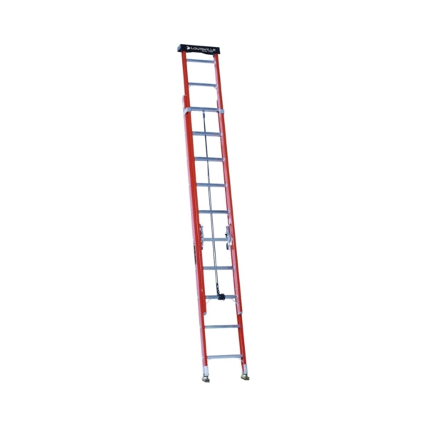Louisville L-3022-20PT Extension Ladder, 240 in H Reach, 300 lb, 1-1/2 in D Step, Fiberglass, Orange