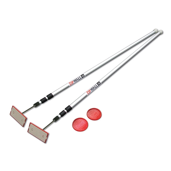 ZIPWALL SLP2 Dust Barrier Pole, Spring-Loaded, 12 ft L, Aluminum