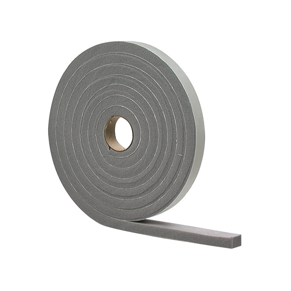 M-D 02279 Foam Tape, 1/2 in W, 17 ft L, 1/4 in Thick, PVC, Gray