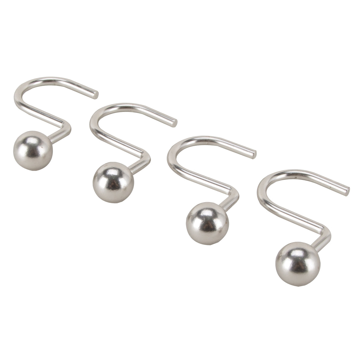 ProSource SD-CBH-SN Ball Shower Curtin Hook, 1-1/16 in Opening, Steel, Brushed Nickel, 1-3/4 in W, 2-7/8 in H