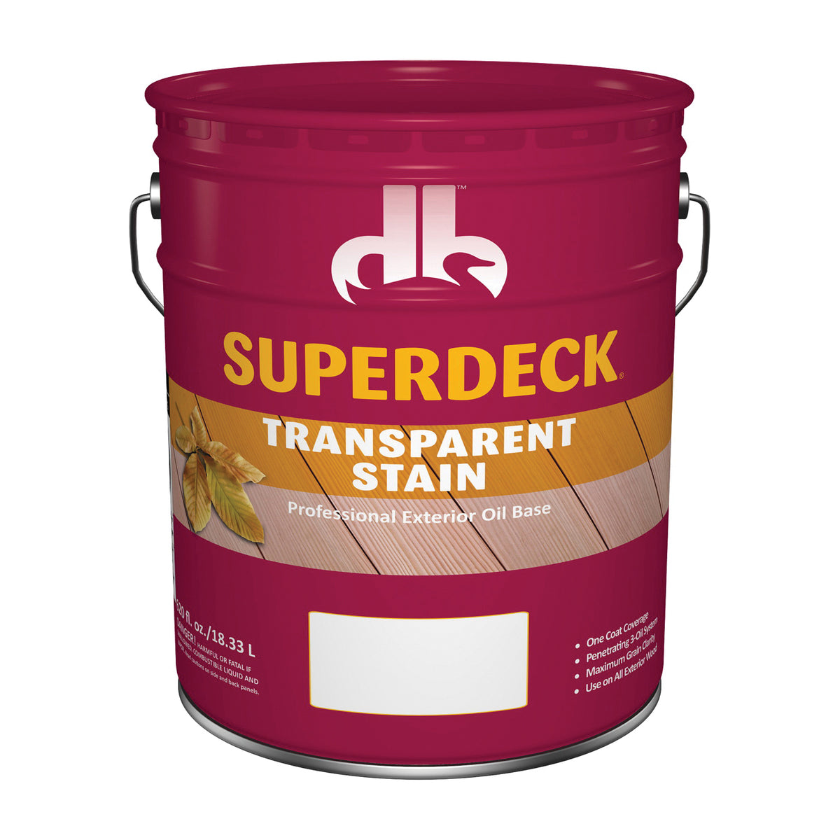 Duckback DB0019075-20 Transparent Stain, Canyon Brown, Liquid, 5 gal, Pail