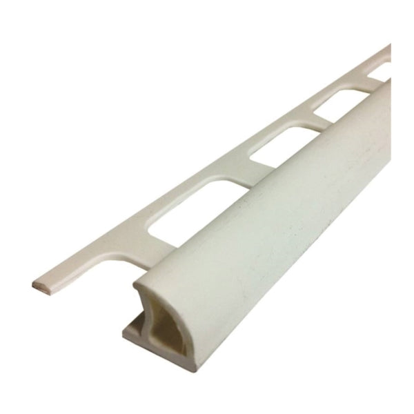 M-D 84200 Bullnose Tile Edge, 8 ft L, 1-3/8 in W, PVC, White