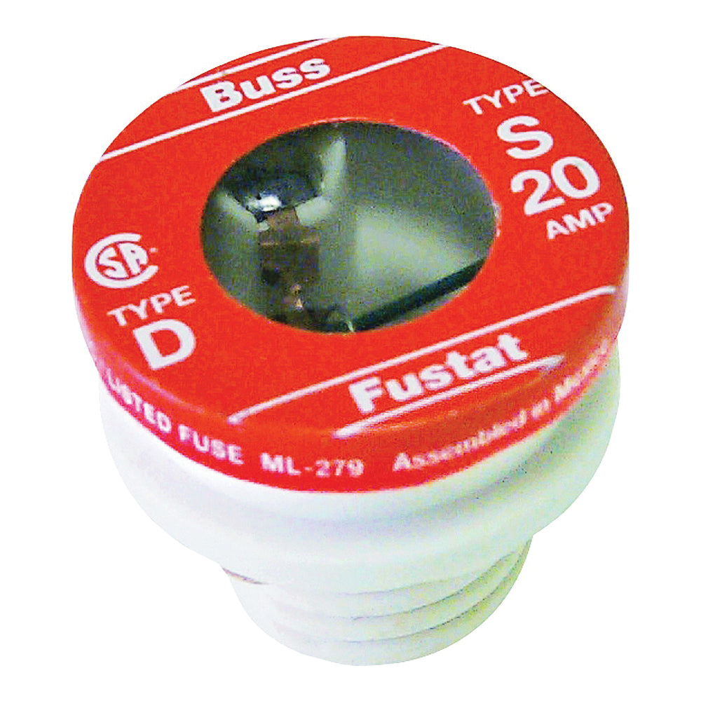 Bussmann S-20 Plug Fuse, 20 A, 125 V, 10 kA Interrupt, Low Voltage, Time Delay Fuse