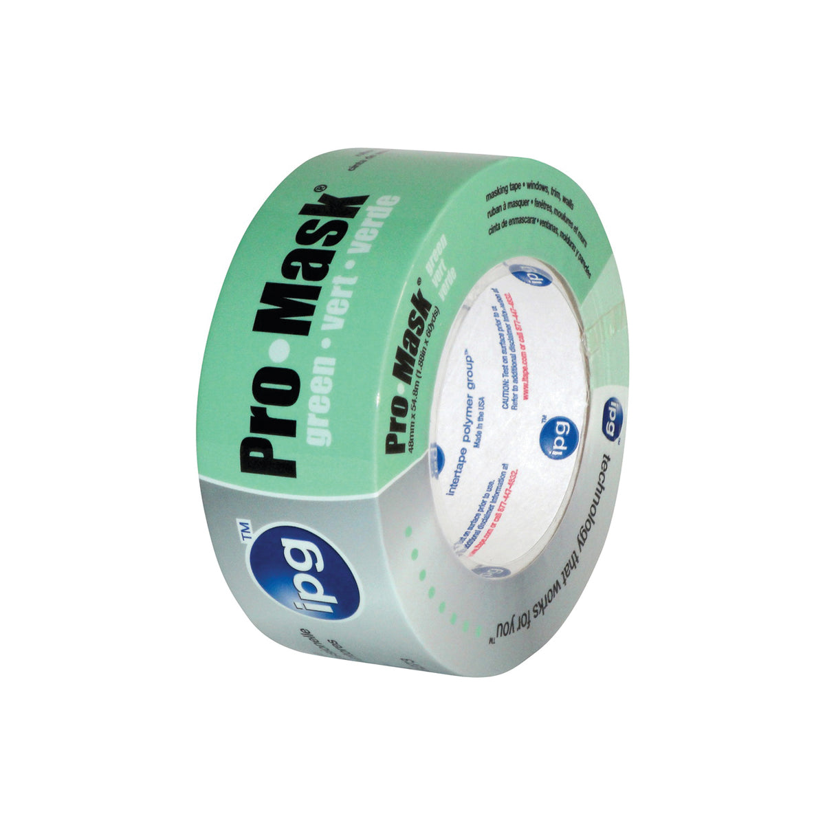 IPG 5804-1.5 Masking Tape, 60 yd L, 1.4 in W, Crepe Paper Backing, Light Green