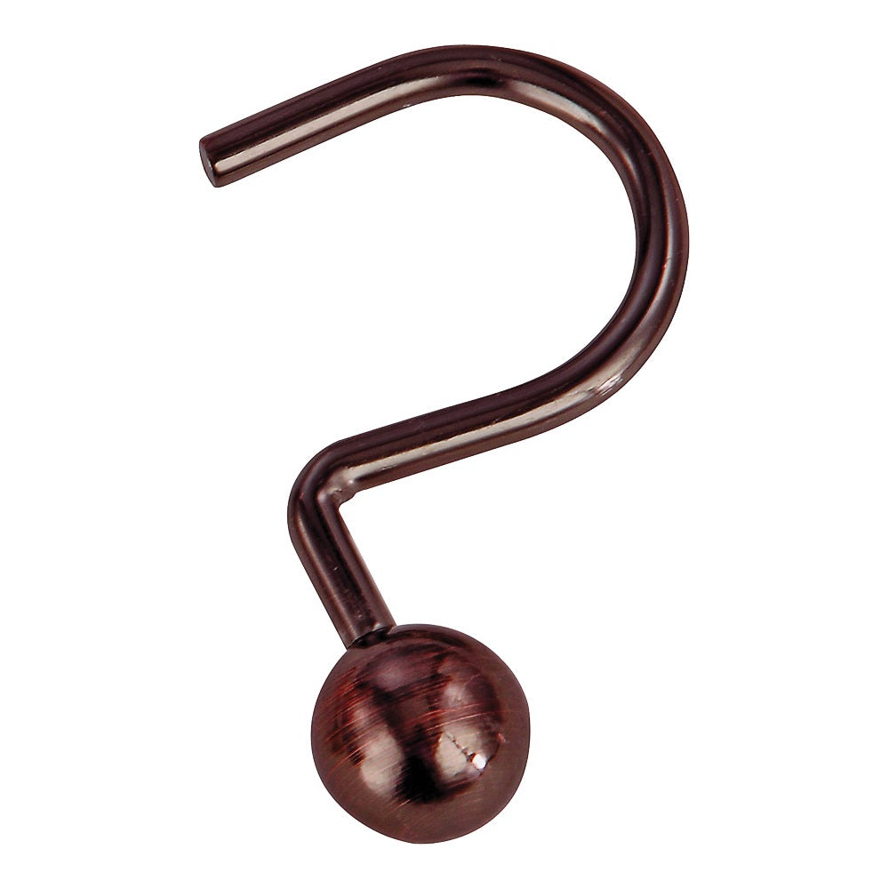 Simple Spaces SD-CBH-VB Ball Shower Curtin Hook, 1-1/16 in Opening, Steel, Venetian Bronze, 1-3/4 in W, 2-7/8 in H