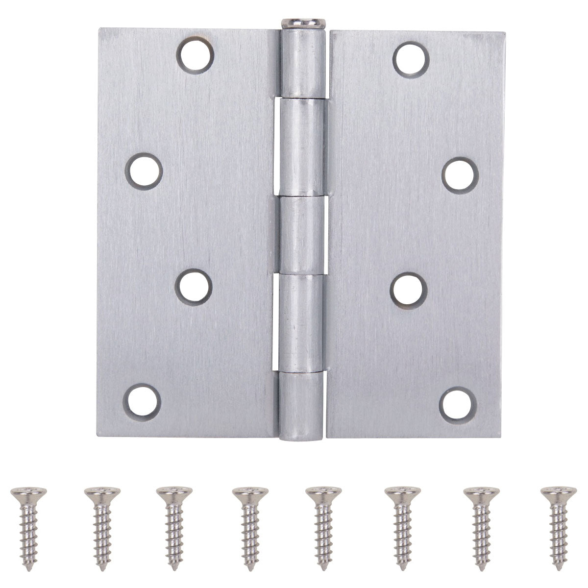 ProSource 20339SCX Square Corner Door Hinge, Steel, Satin Chrome, Loose Pin, 180 deg Range of Motion