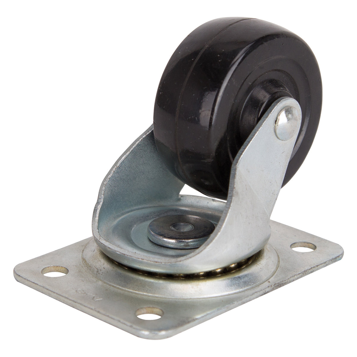 ProSource 1111 Swivel Caster, 2-1/2 in Dia Wheel, 1 in W Wheel, Rubber Wheel, Black, 130 lb, Steel Housing Material