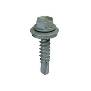 Teks 21408 Roofing Screw, #12 Thread, Fine Thread, Hex Drive, Drill Point, Steel, Zinc