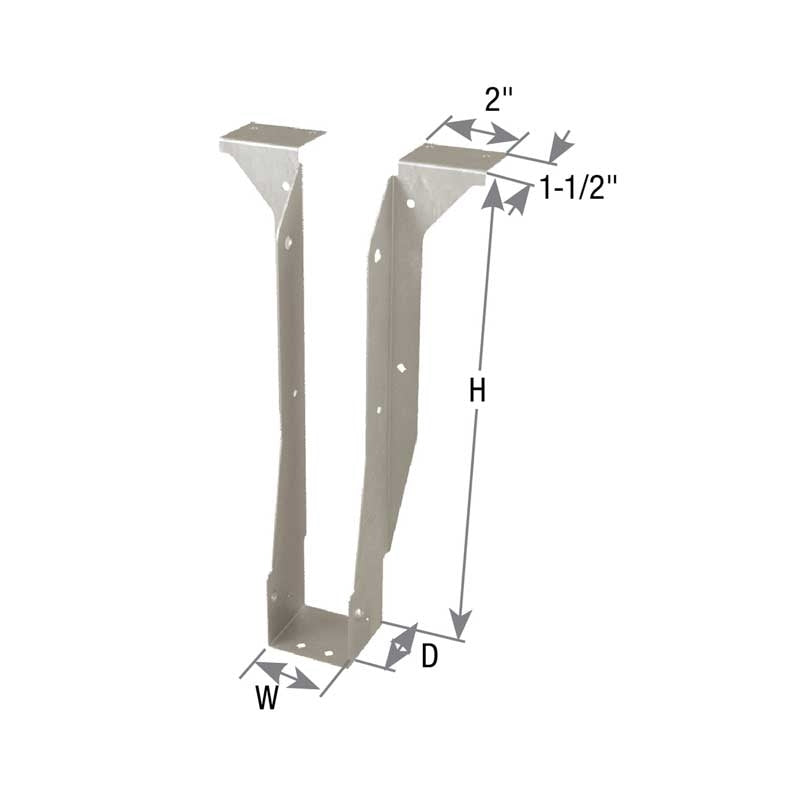 MiTek TFL25118 Joist Hanger, 11-7/8 in H, 2 in D, 2-1/2 in W, 2-1/2 in x 11-7/8 in, Steel, G90 Galvanized, Top Mounting