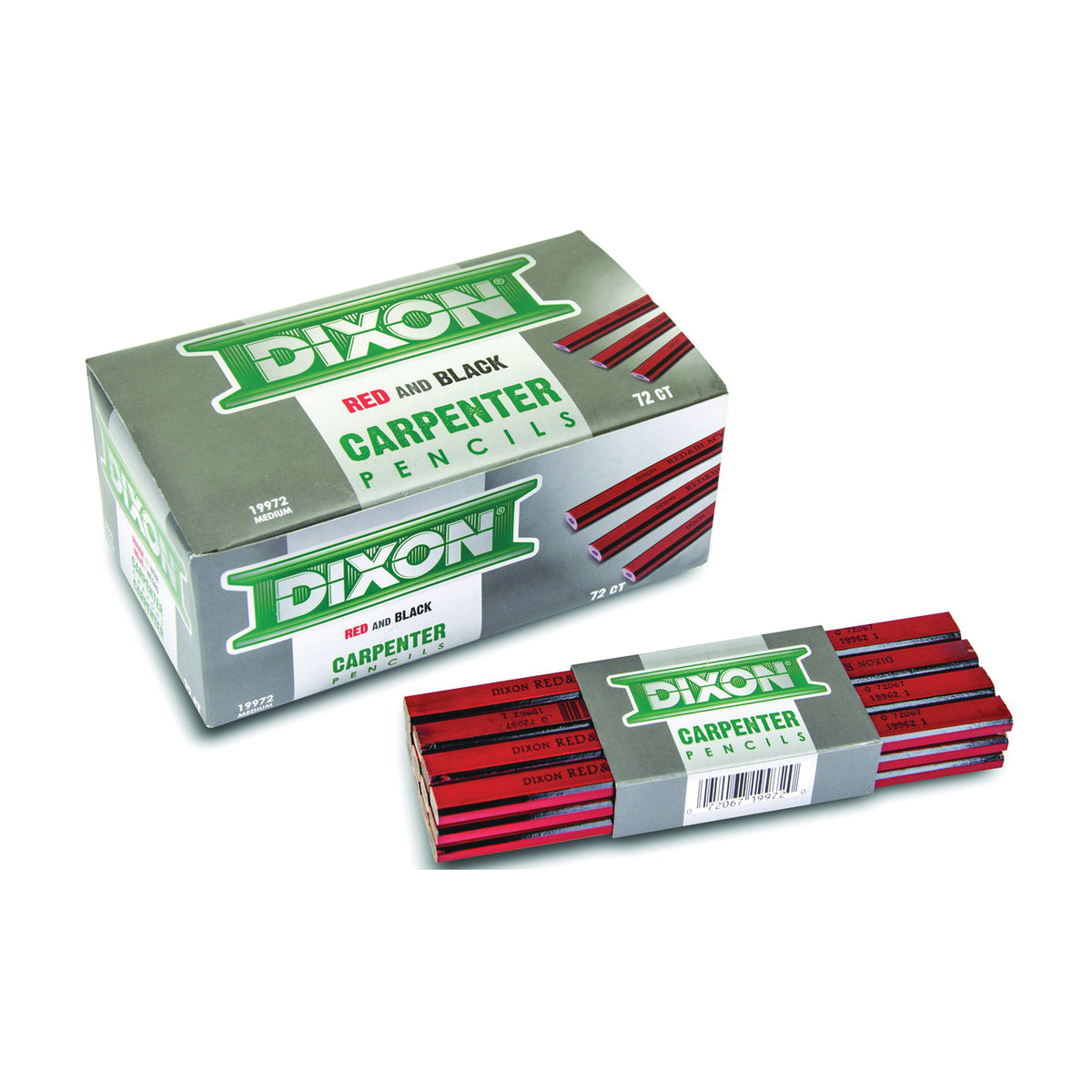 DIXON TICONDEROGA 19971 Carpenter Pencil, 7 in L, Wood Barrel, Black/Red Barrel