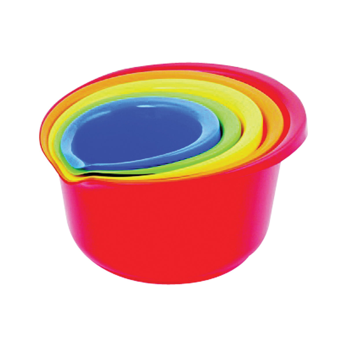 CHEF CRAFT 21663 Mixing Bowl Set, 0.9, 1.5, 2.5, 4, 5.5 qt Capacity, Plastic, Assorted