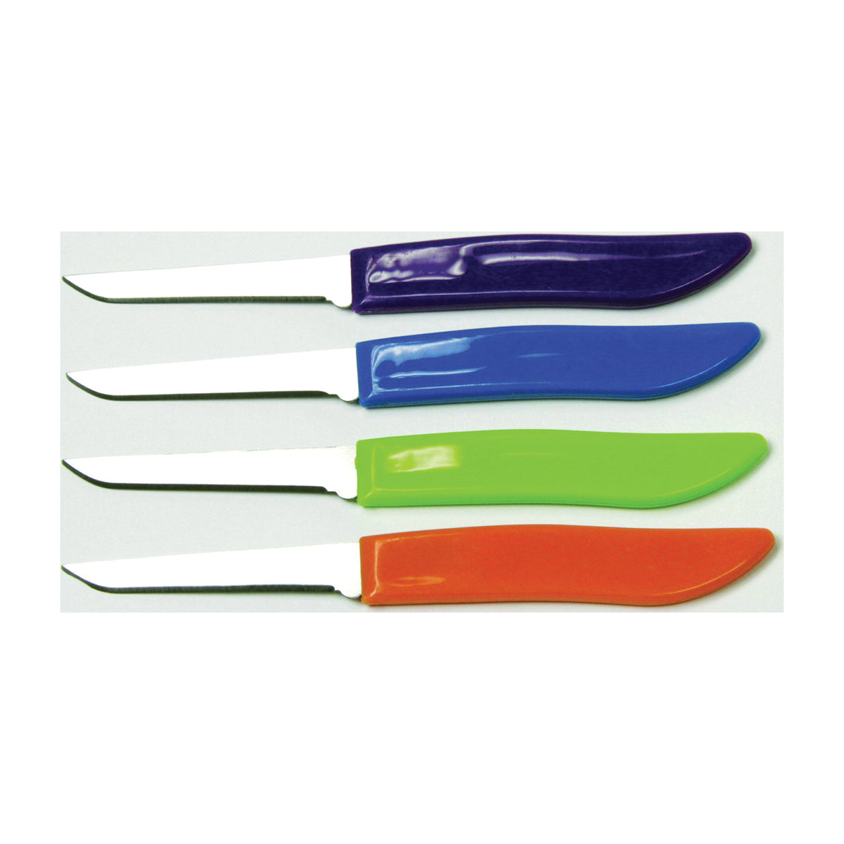 CHEF CRAFT 21852 Paring Knife Set, Stainless Steel Blade, Plastic Handle, Blue/Green/Orange/Purple Handle