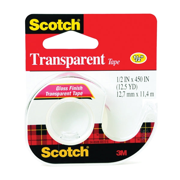 Scotch 144 Office Tape, 450 in L, 1/2 in W, Acetate Backing