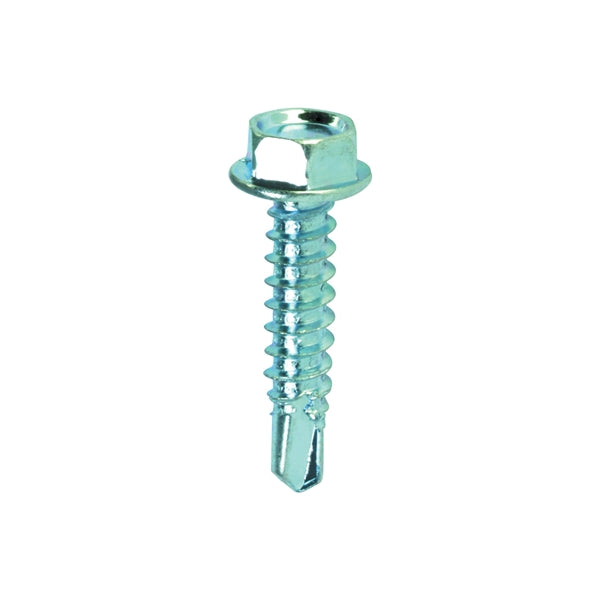 Teks 21352 Screw, #14 Thread, 1-1/2 in L, Coarse Thread, Hex Drive, Self-Drilling, Self-Tapping Point, Steel, Zinc