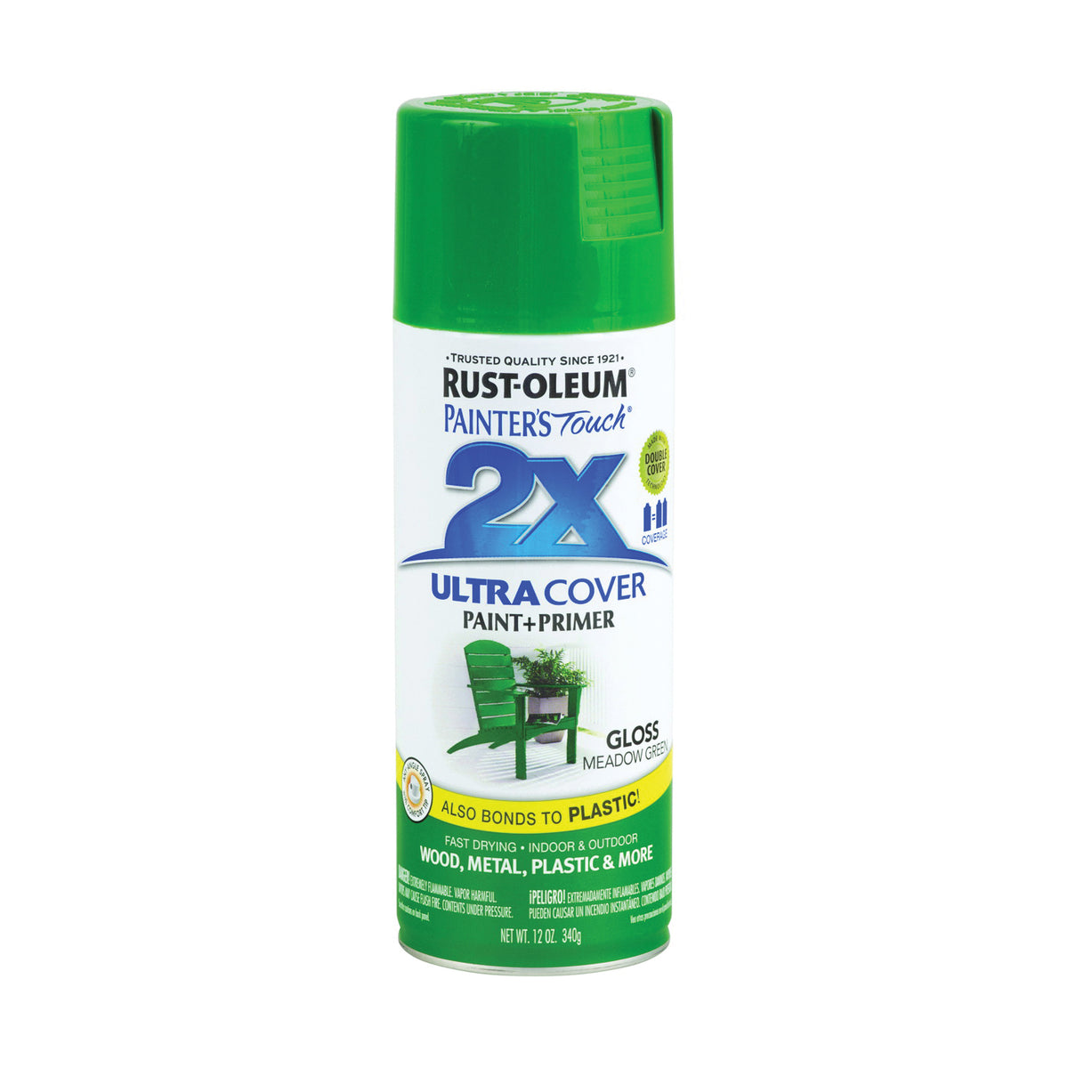 RUST-OLEUM PAINTER'S Touch 249100 Gloss Spray Paint, Gloss, Meadow Green, 12 oz, Aerosol Can