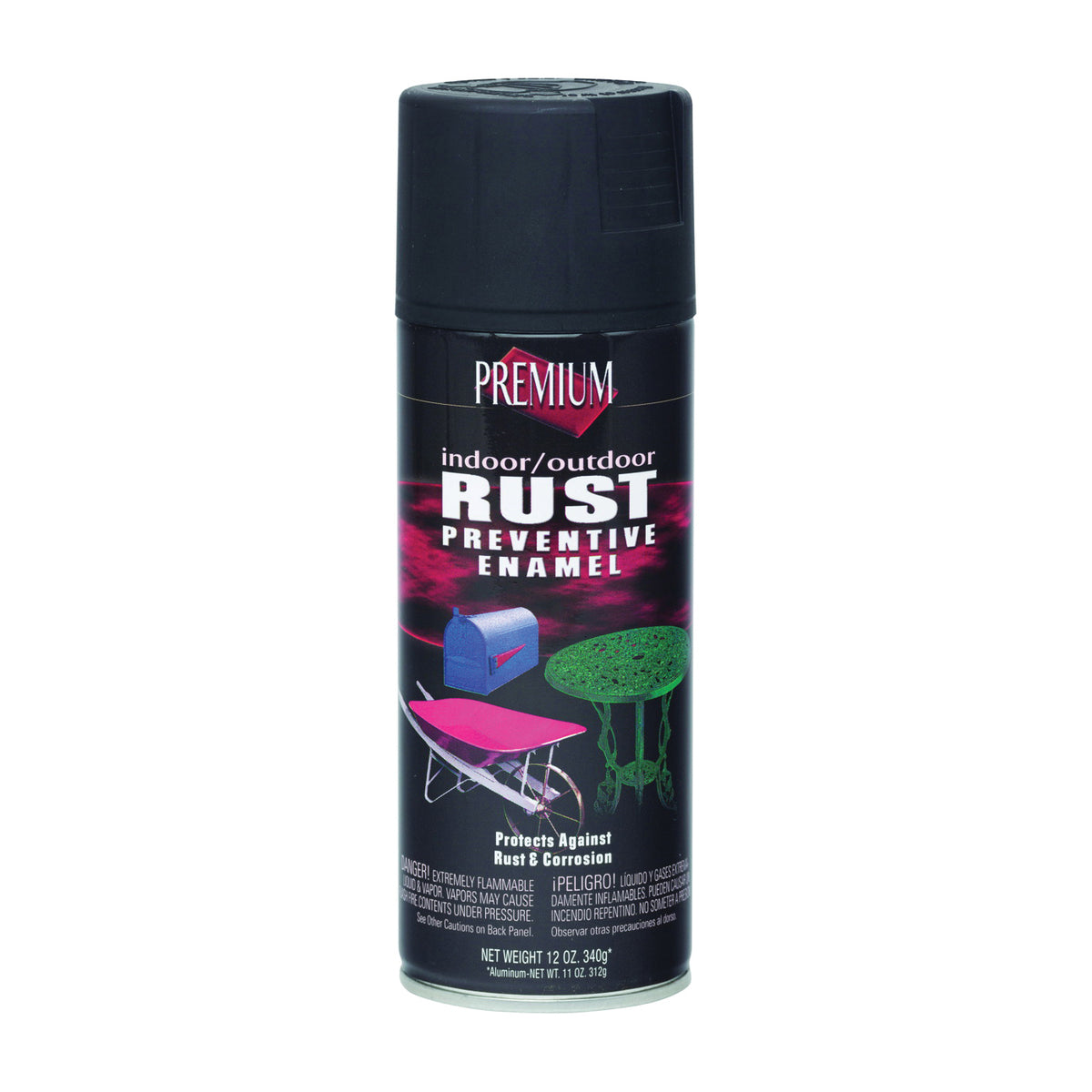 RUST-OLEUM RP1013 Rust-Preventative Spray Paint, Satin, Black, 12 oz, Aerosol Can