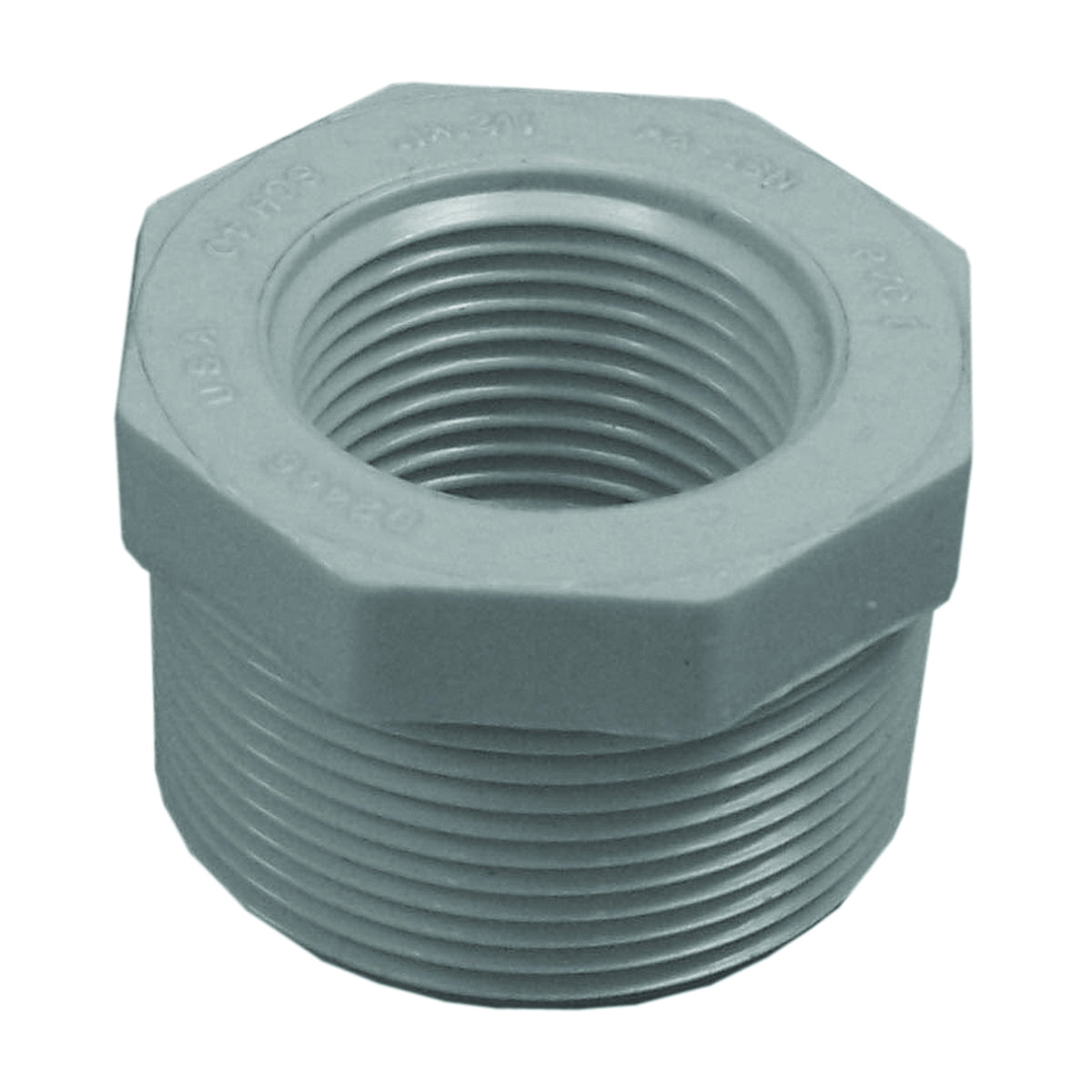 GENOVA 300 Series 34350 Reducing Bushing, 1-1/2 x 1 in, MIP x FIP, White, SCH 40 Schedule