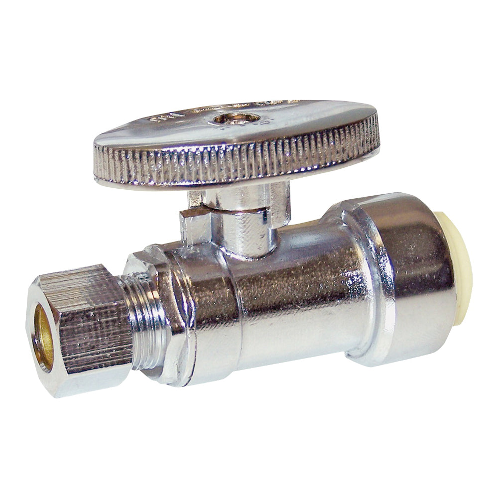 ProBite 1191-932HC Ball Valve, 1/2 x 3/8 in Connection, Push-Fit x Compression, 200 psi Pressure, Brass Body