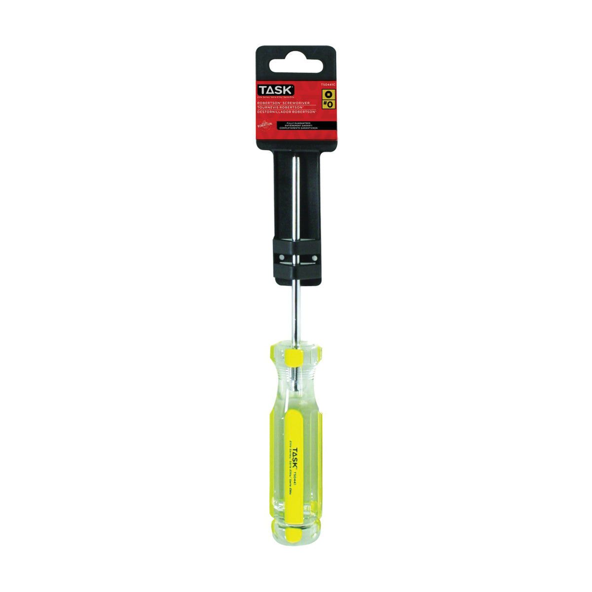 TASK T50441C Screwdriver, #0 Drive, Robertson Drive, 4 in L Shank, Cellulose Acetate Handle, Hard Grip Handle