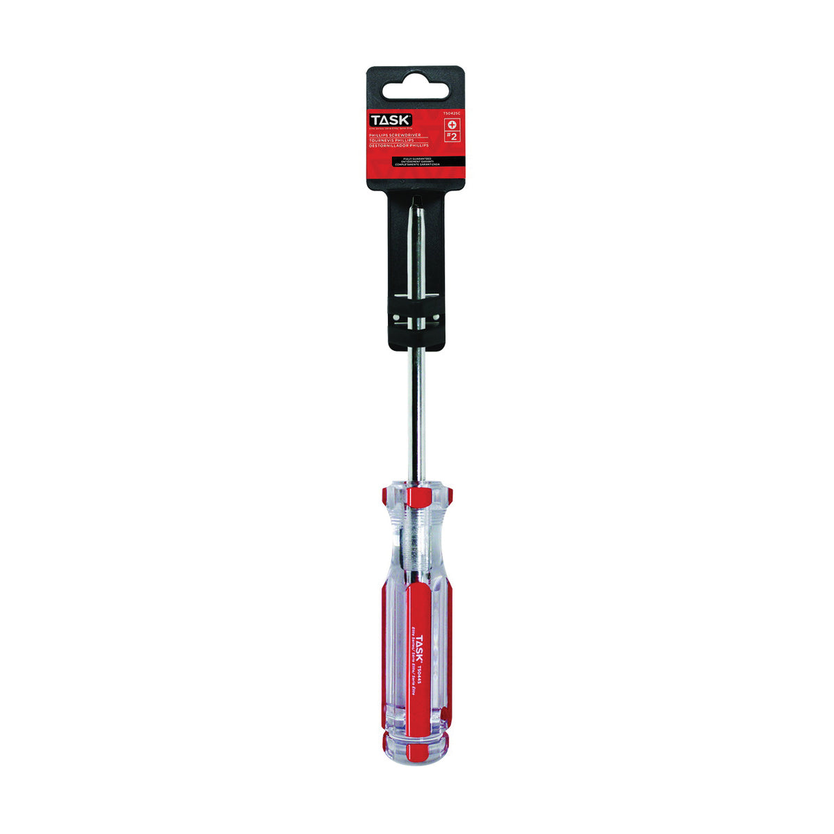 TASK T50445C Screwdriver, #2 Drive, Robertson Drive, 5 in L Shank, Cellulose Acetate Handle, Hard Grip Handle