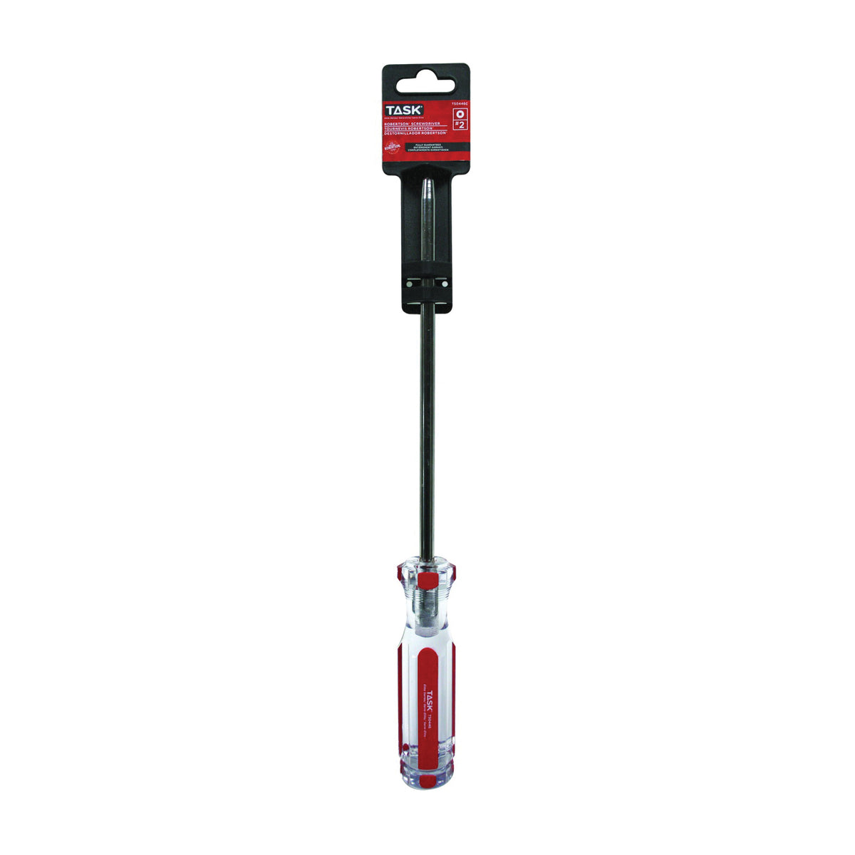 TASK T50446C Screwdriver, #2 Drive, Robertson Drive, 8 in L Shank, Cellulose Acetate Handle, Hard Grip Handle