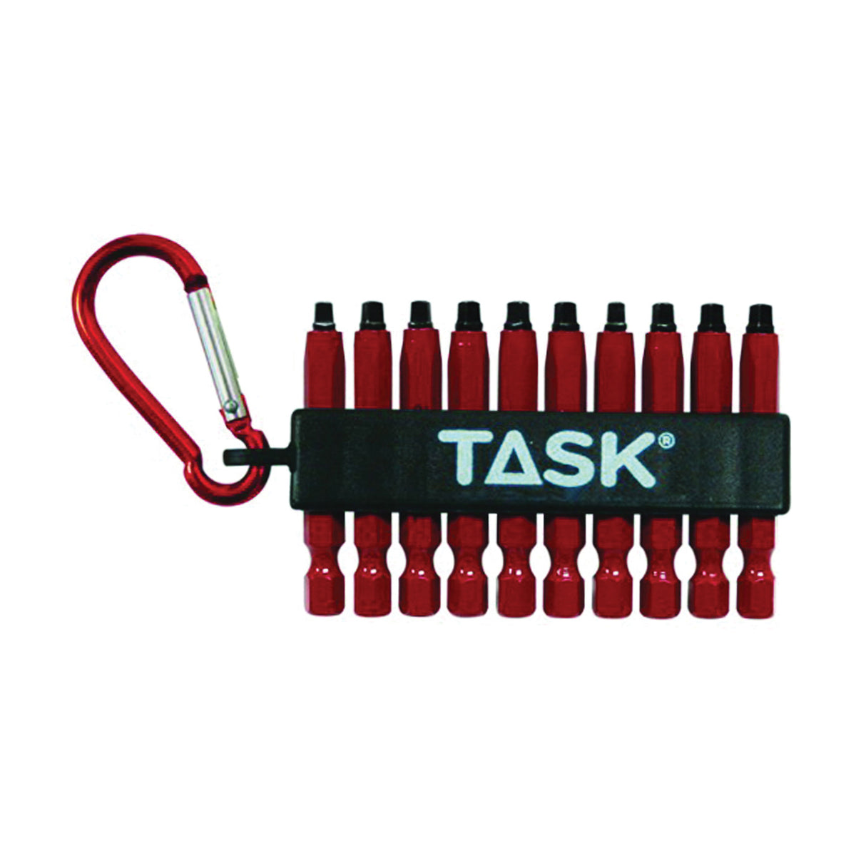 TASK T67916 Carabiner Clip Set, 10-Piece, Steel, Red