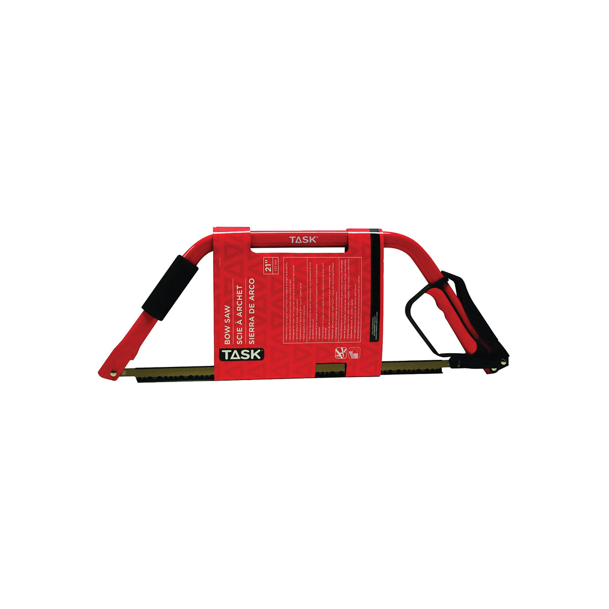 TASK T22301 Bow Saw, 21 in L Blade, Steel Blade, Rubber Handle, Soft Touch Handle