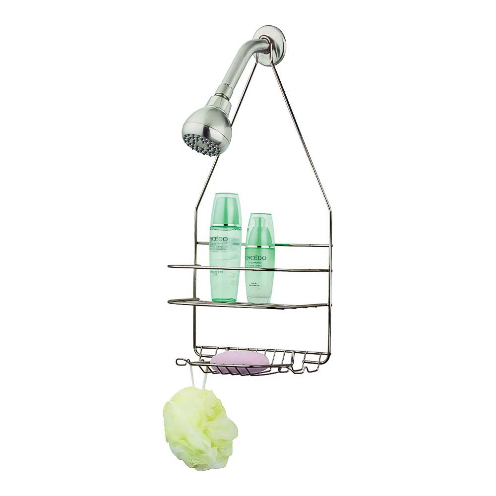 Simple Spaces SS-SC-25-NK Shower Caddy, 2-Shelf, Steel, 10 in OAW, 19 in OAH, 4-1/4 in OAD, 10 lb